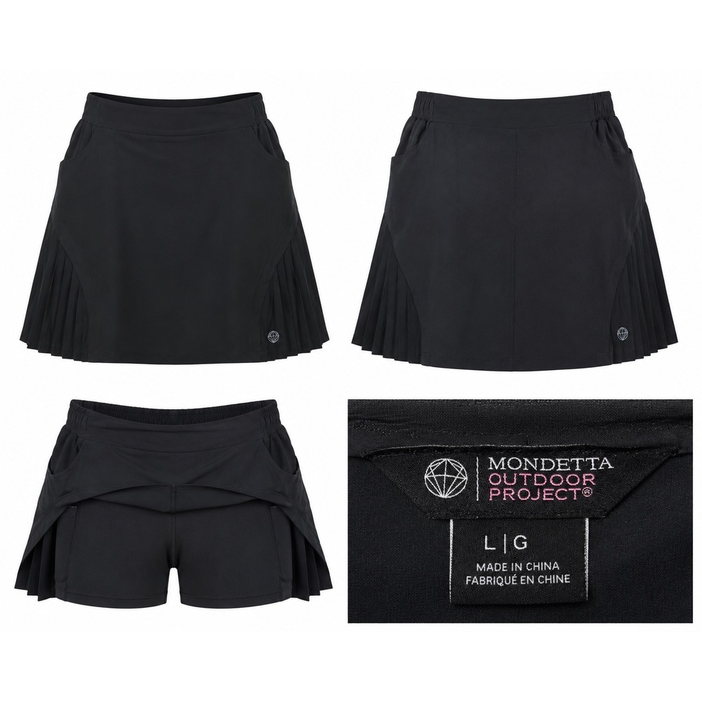Mondetta Outdoor Project Skort Women L Black Pleated Tenniscore Golfcore Preppy